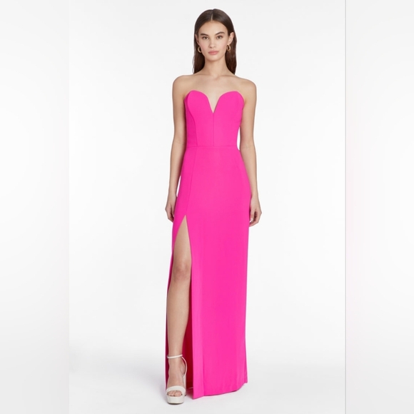 AMANDA UPRICHARD Cherri Strapless Maxi Gown Hot Pink Large - Picture 1 of 10